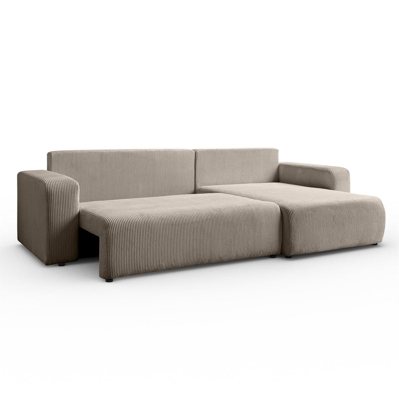 CORNER SOFA BED TOREZIO XL 277CM SPRINGS + FOAMDimensions: total width: 277 cm, total height: 83 cm, total depth: 143 cm, sleeping area: 130x230 cm. Color: POSO fabric Execution: L-shaped corner, corner sofa with sleeping function, corner sofa with a bedd