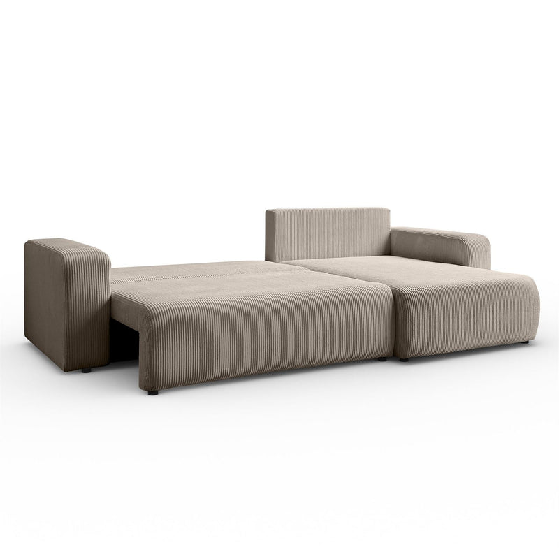 CORNER SOFA BED TOREZIO XL 277CM SPRINGS + FOAMDimensions: total width: 277 cm, total height: 83 cm, total depth: 143 cm, sleeping area: 130x230 cm. Color: POSO fabric Execution: L-shaped corner, corner sofa with sleeping function, corner sofa with a bedd