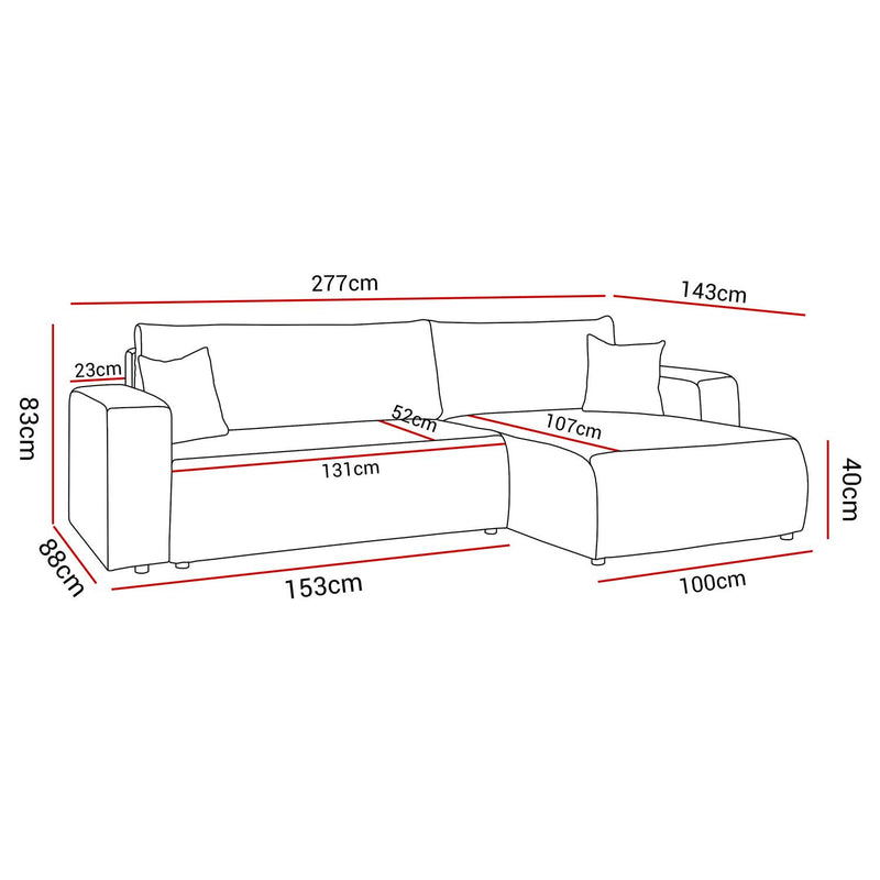 CORNER SOFA BED GOYA XL 277CM SPRINGS + FOAM