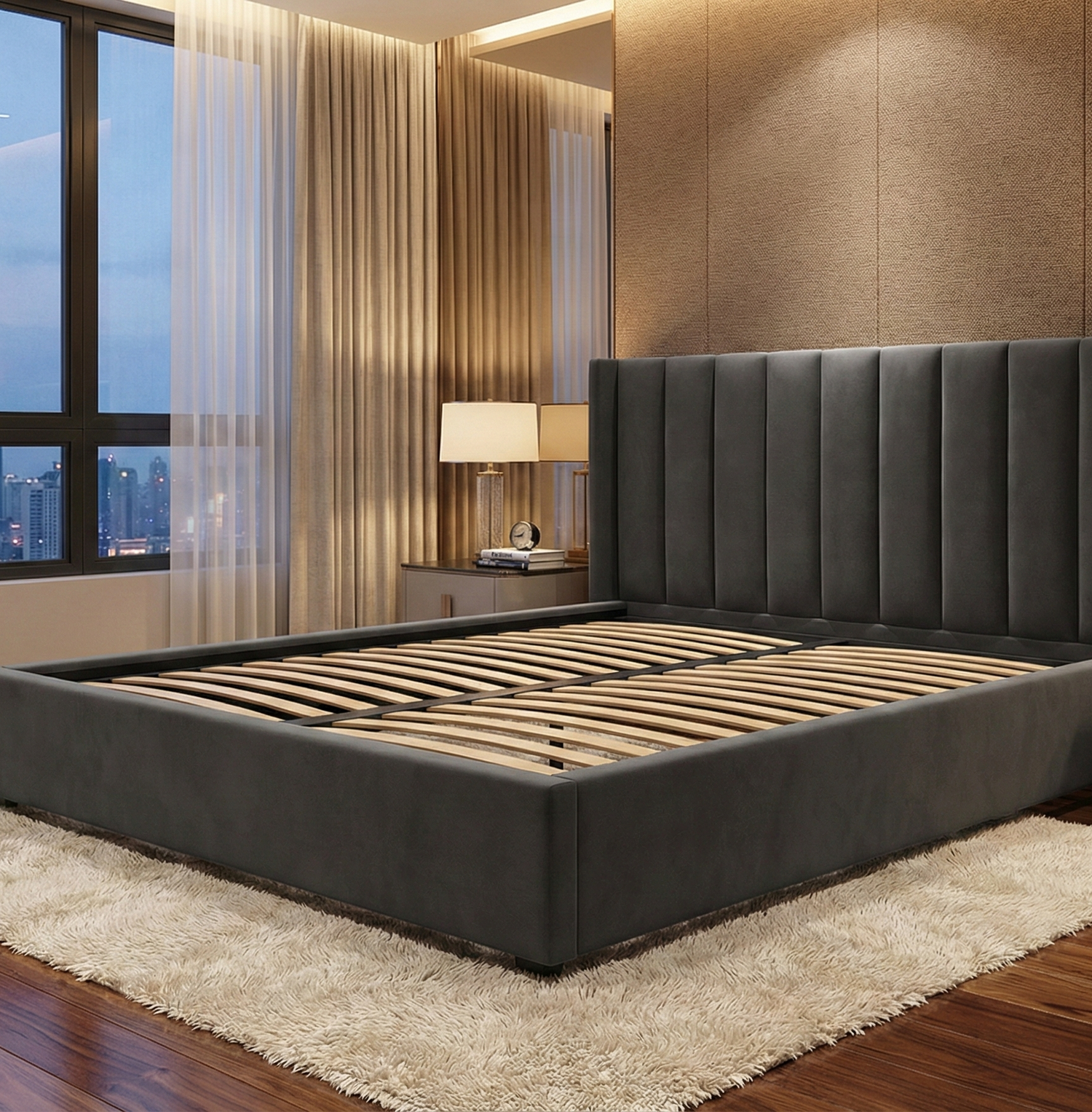 FREE DELIVERY! Luxury Velvet Chesterfield Bed with Deep Diamond Tufting & Chrome Feet – Available in All Sizes
