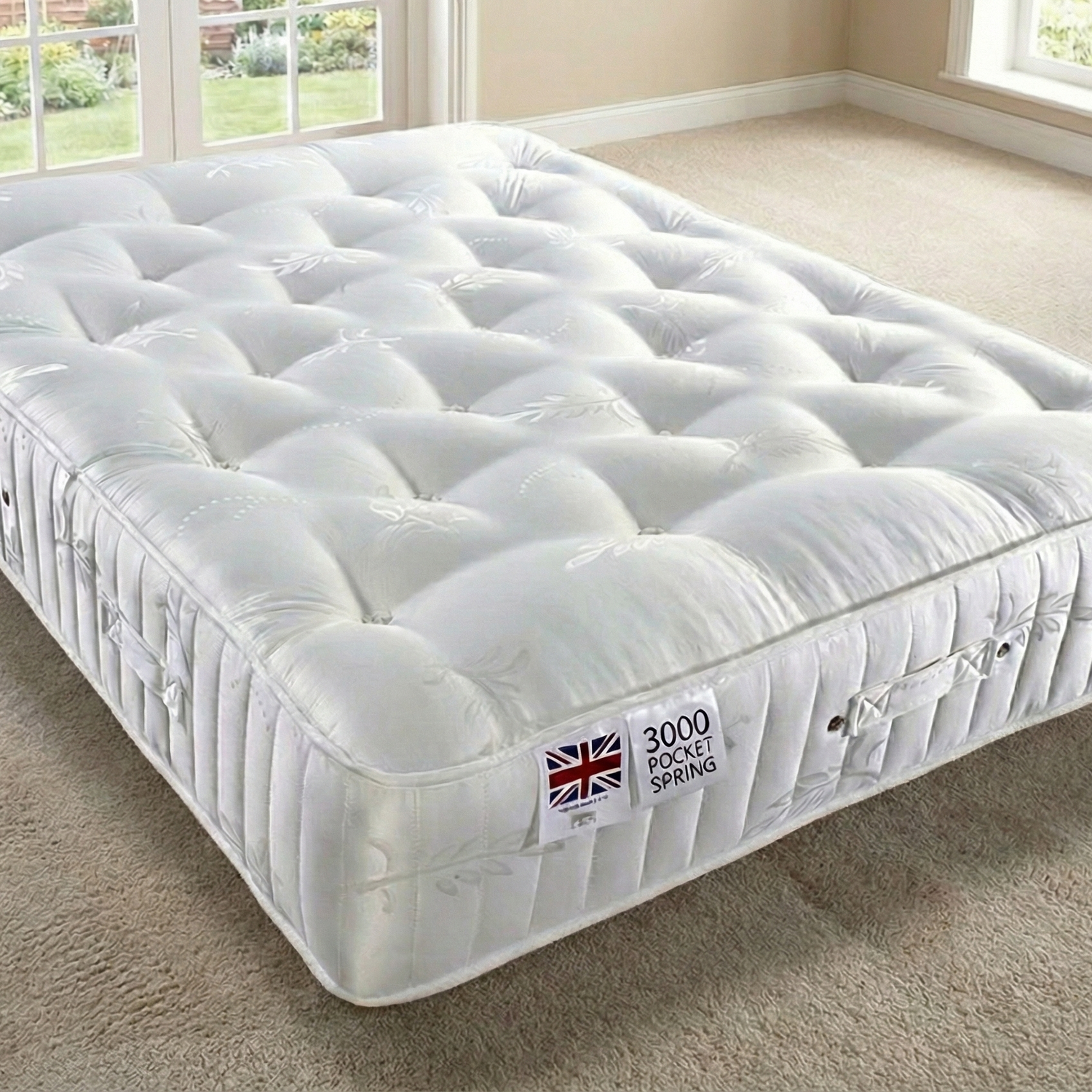 Luxury Velvet Bed with Deep Diamond Tufting & Chrome Feet – All Sizes