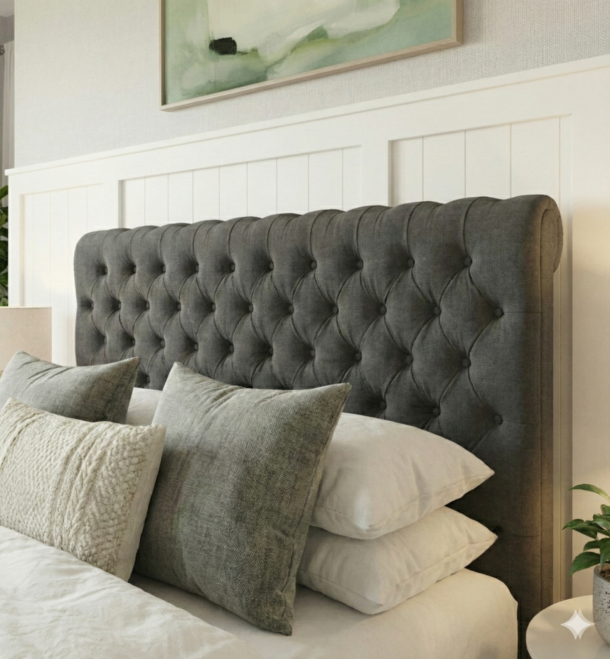 Luxury Wingback Chesterfield Ottoman Bed Frame – Deep Button Tufted Velvet | All Sizes