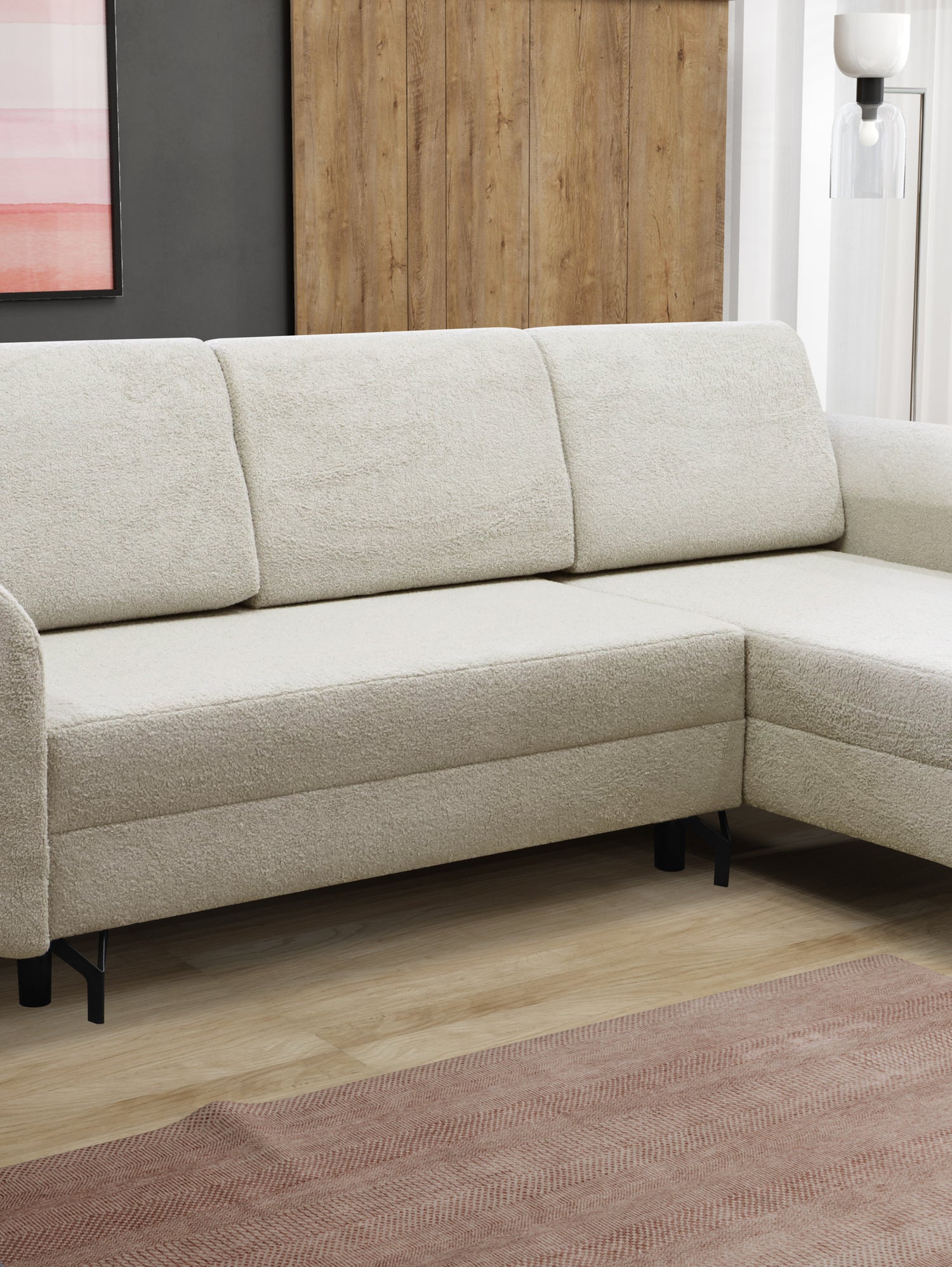 CORNER SOFA BED OSLO WITH OPTIONAL STOLLTHIS MODEL IS UNIVERSAL WHICH MEANS YOU CAN CHOOSE CORNER SIDE DURING ASSEMBLY3x PILLOWS INCLUDED2X STORAGE SPACE BONELL SPRINGS + FOAMAnna Furniture