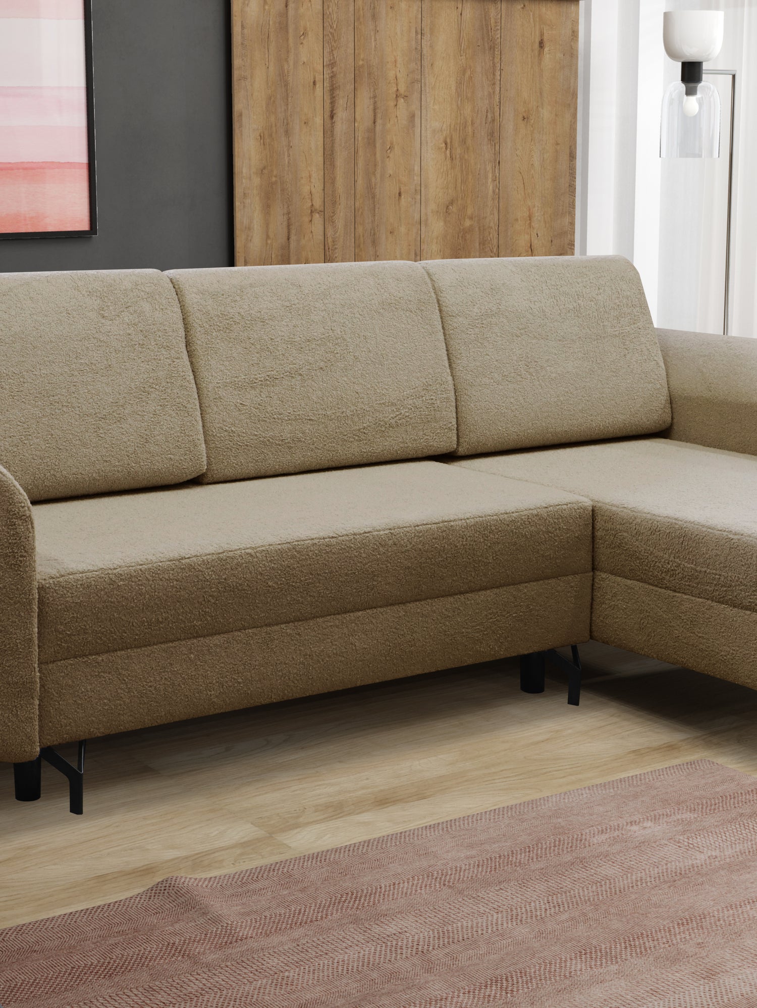 CORNER SOFA BED OSLO WITH OPTIONAL STOLLTHIS MODEL IS UNIVERSAL WHICH MEANS YOU CAN CHOOSE CORNER SIDE DURING ASSEMBLY3x PILLOWS INCLUDED2X STORAGE SPACE BONELL SPRINGS + FOAMAnna Furniture