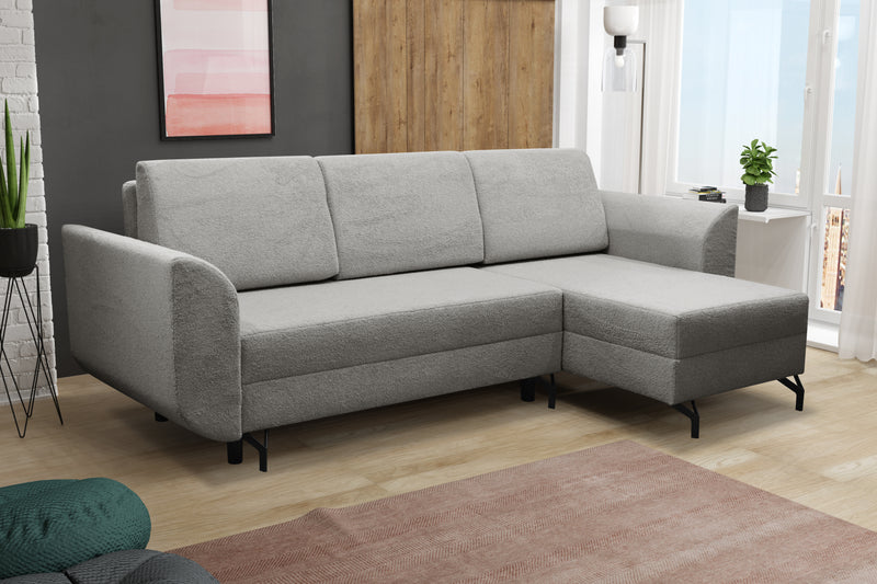 CORNER SOFA BED OSLO WITH OPTIONAL STOLLTHIS MODEL IS UNIVERSAL WHICH MEANS YOU CAN CHOOSE CORNER SIDE DURING ASSEMBLY3x PILLOWS INCLUDED2X STORAGE SPACE BONELL SPRINGS + FOAMAnna Furniture