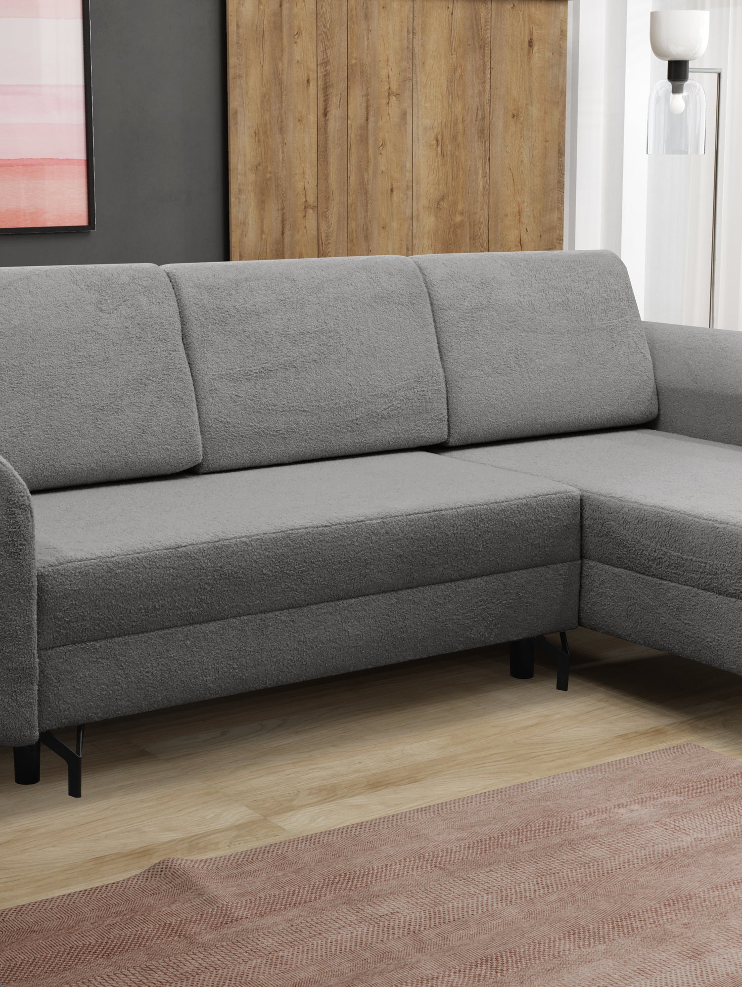 CORNER SOFA BED OSLO WITH OPTIONAL STOLLTHIS MODEL IS UNIVERSAL WHICH MEANS YOU CAN CHOOSE CORNER SIDE DURING ASSEMBLY3x PILLOWS INCLUDED2X STORAGE SPACE BONELL SPRINGS + FOAMAnna Furniture