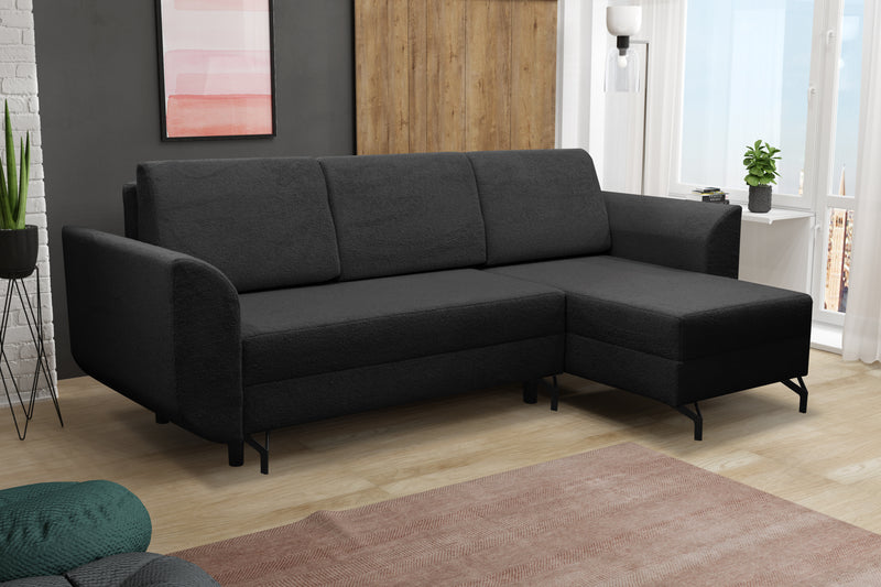 CORNER SOFA BED OSLO WITH OPTIONAL STOLLTHIS MODEL IS UNIVERSAL WHICH MEANS YOU CAN CHOOSE CORNER SIDE DURING ASSEMBLY3x PILLOWS INCLUDED2X STORAGE SPACE BONELL SPRINGS + FOAMAnna Furniture