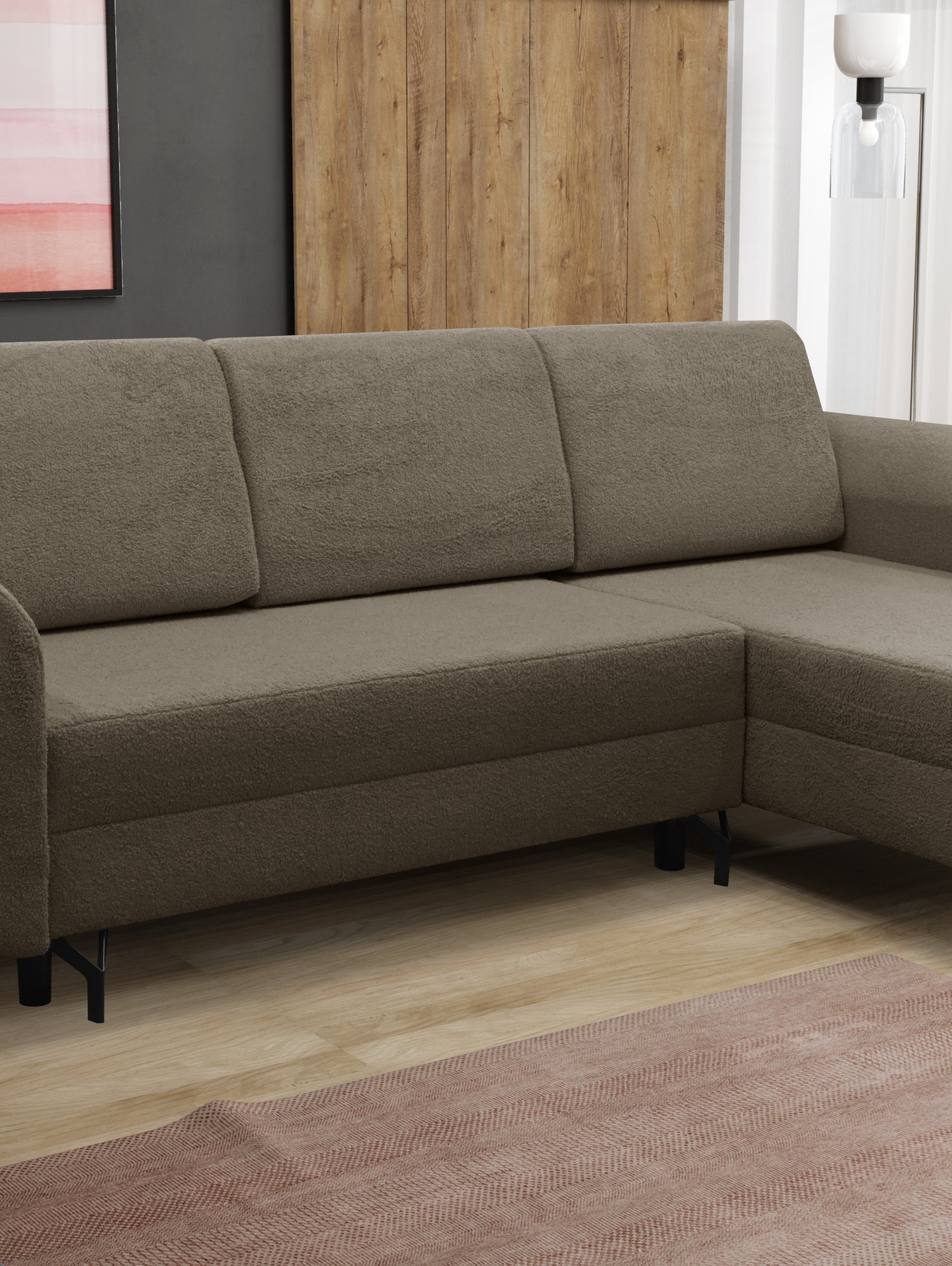 CORNER SOFA BED OSLO WITH OPTIONAL STOLLTHIS MODEL IS UNIVERSAL WHICH MEANS YOU CAN CHOOSE CORNER SIDE DURING ASSEMBLY3x PILLOWS INCLUDED2X STORAGE SPACE BONELL SPRINGS + FOAMAnna Furniture