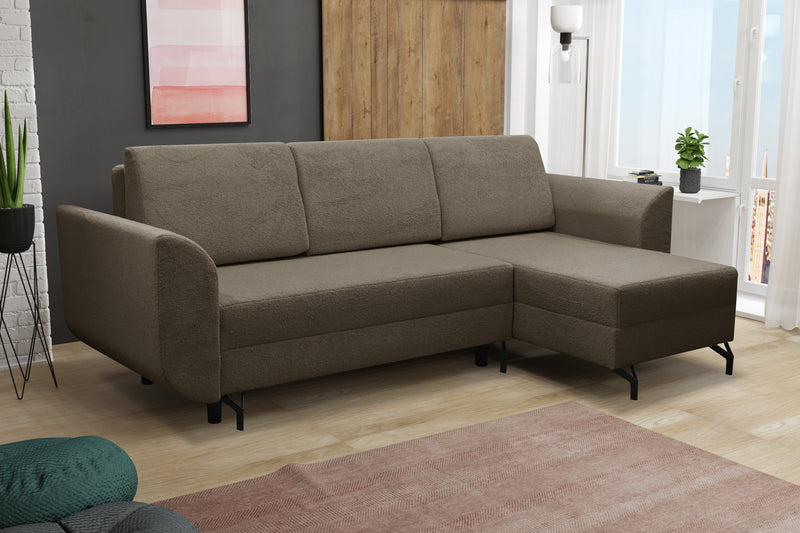 CORNER SOFA BED OSLO WITH OPTIONAL STOLLTHIS MODEL IS UNIVERSAL WHICH MEANS YOU CAN CHOOSE CORNER SIDE DURING ASSEMBLY3x PILLOWS INCLUDED2X STORAGE SPACE BONELL SPRINGS + FOAMAnna Furniture