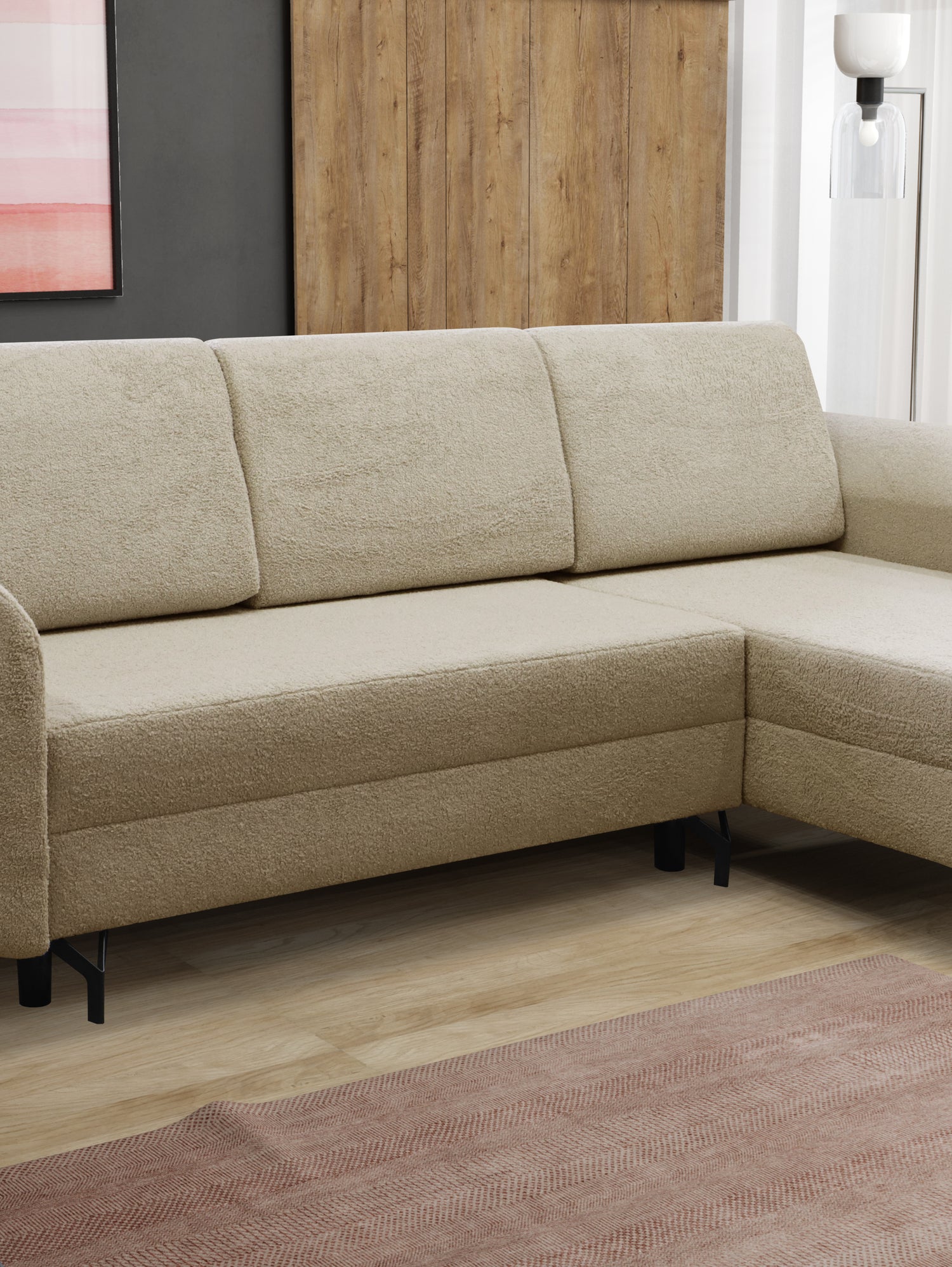 CORNER SOFA BED OSLO WITH OPTIONAL STOLLTHIS MODEL IS UNIVERSAL WHICH MEANS YOU CAN CHOOSE CORNER SIDE DURING ASSEMBLY3x PILLOWS INCLUDED2X STORAGE SPACE BONELL SPRINGS + FOAMAnna Furniture