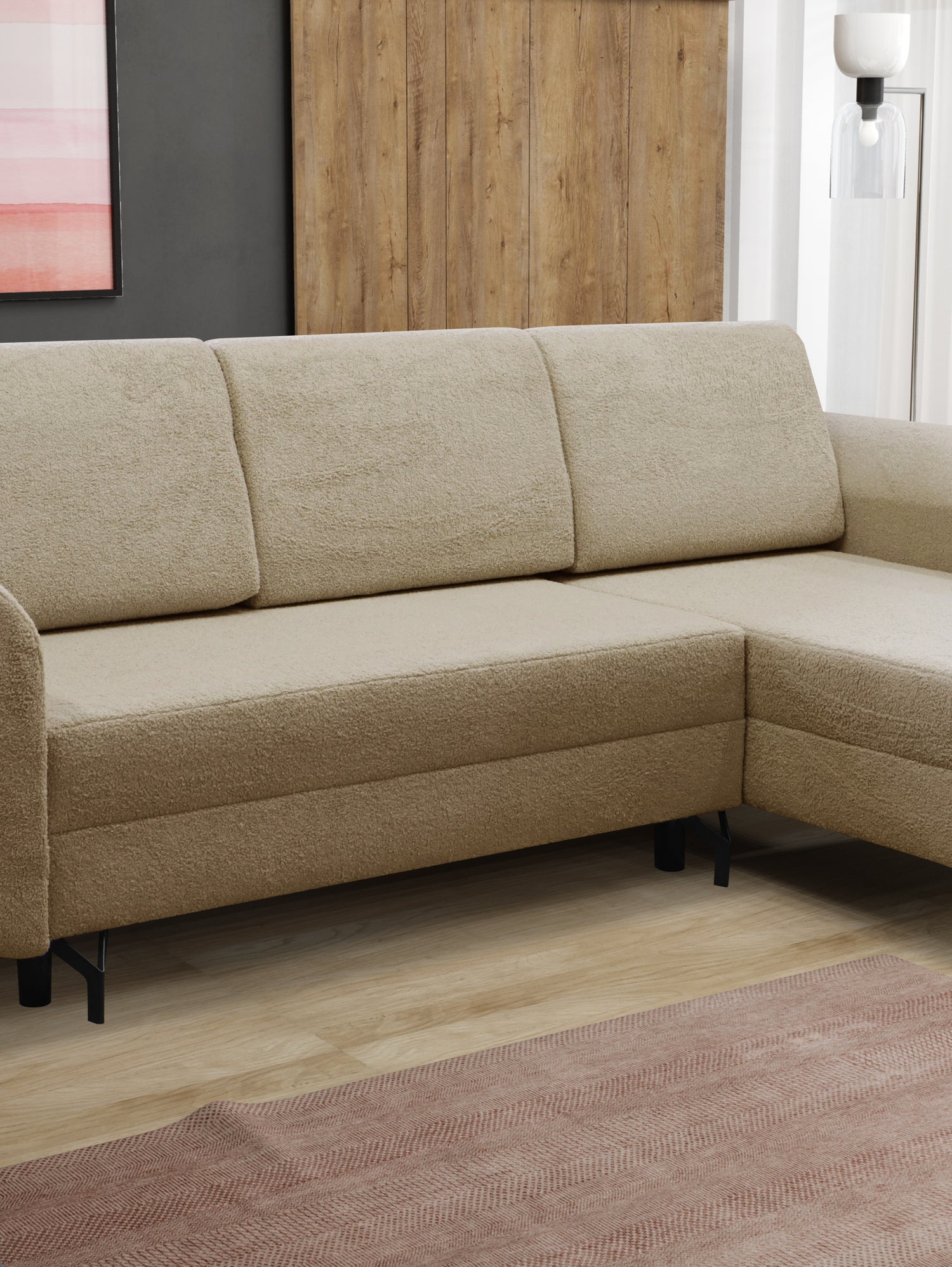 CORNER SOFA BED OSLO WITH OPTIONAL STOLLTHIS MODEL IS UNIVERSAL WHICH MEANS YOU CAN CHOOSE CORNER SIDE DURING ASSEMBLY3x PILLOWS INCLUDED2X STORAGE SPACE BONELL SPRINGS + FOAMAnna Furniture