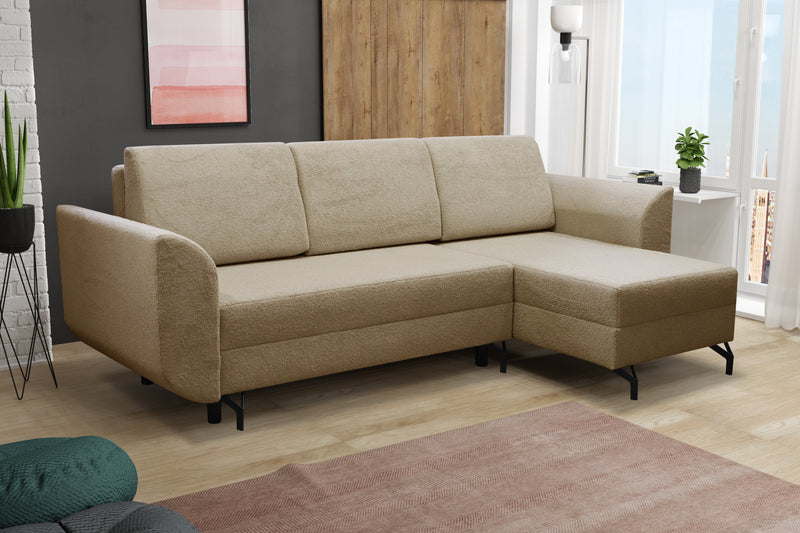 CORNER SOFA BED OSLO WITH OPTIONAL STOLLTHIS MODEL IS UNIVERSAL WHICH MEANS YOU CAN CHOOSE CORNER SIDE DURING ASSEMBLY3x PILLOWS INCLUDED2X STORAGE SPACE BONELL SPRINGS + FOAMAnna Furniture