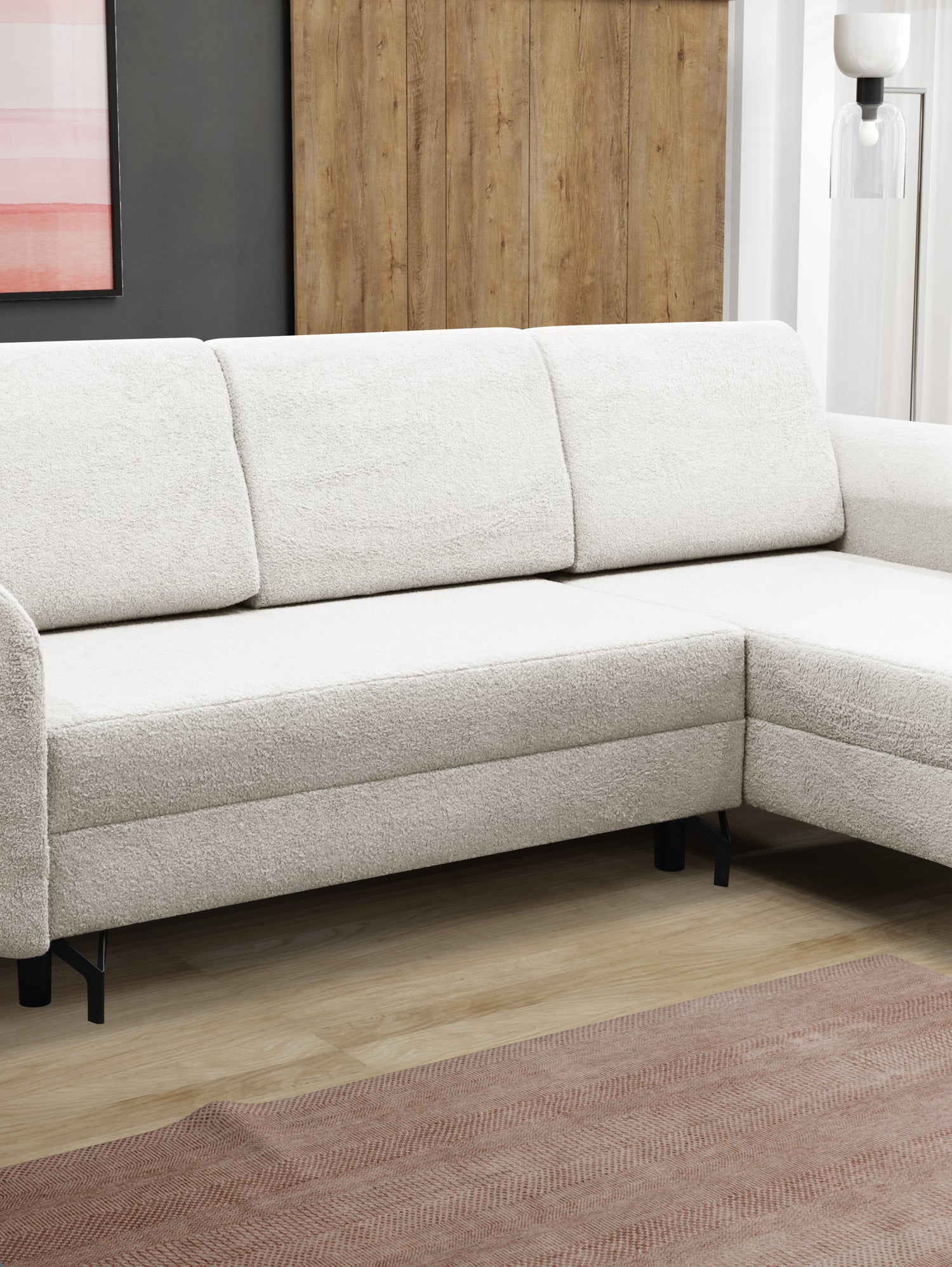 CORNER SOFA BED OSLO WITH OPTIONAL STOLLTHIS MODEL IS UNIVERSAL WHICH MEANS YOU CAN CHOOSE CORNER SIDE DURING ASSEMBLY3x PILLOWS INCLUDED2X STORAGE SPACE BONELL SPRINGS + FOAMAnna Furniture