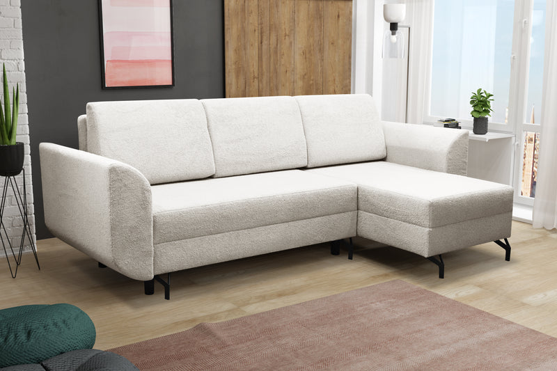 CORNER SOFA BED OSLO WITH OPTIONAL STOLLTHIS MODEL IS UNIVERSAL WHICH MEANS YOU CAN CHOOSE CORNER SIDE DURING ASSEMBLY3x PILLOWS INCLUDED2X STORAGE SPACE BONELL SPRINGS + FOAMAnna Furniture