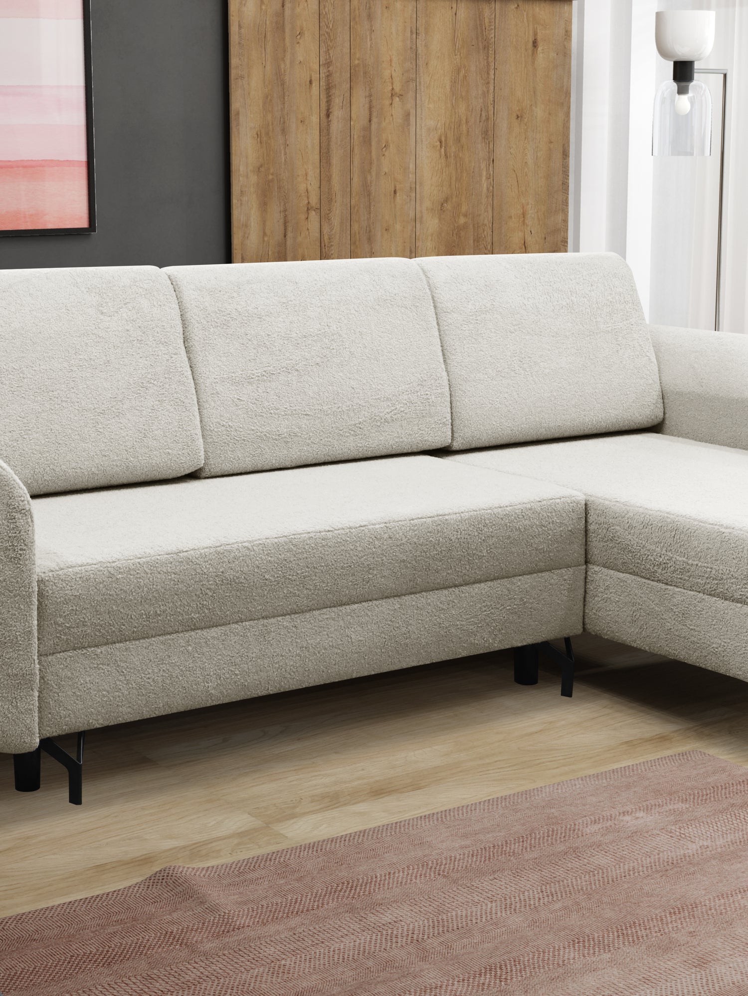 CORNER SOFA BED OSLO WITH OPTIONAL STOLLTHIS MODEL IS UNIVERSAL WHICH MEANS YOU CAN CHOOSE CORNER SIDE DURING ASSEMBLY3x PILLOWS INCLUDED2X STORAGE SPACE BONELL SPRINGS + FOAMAnna Furniture