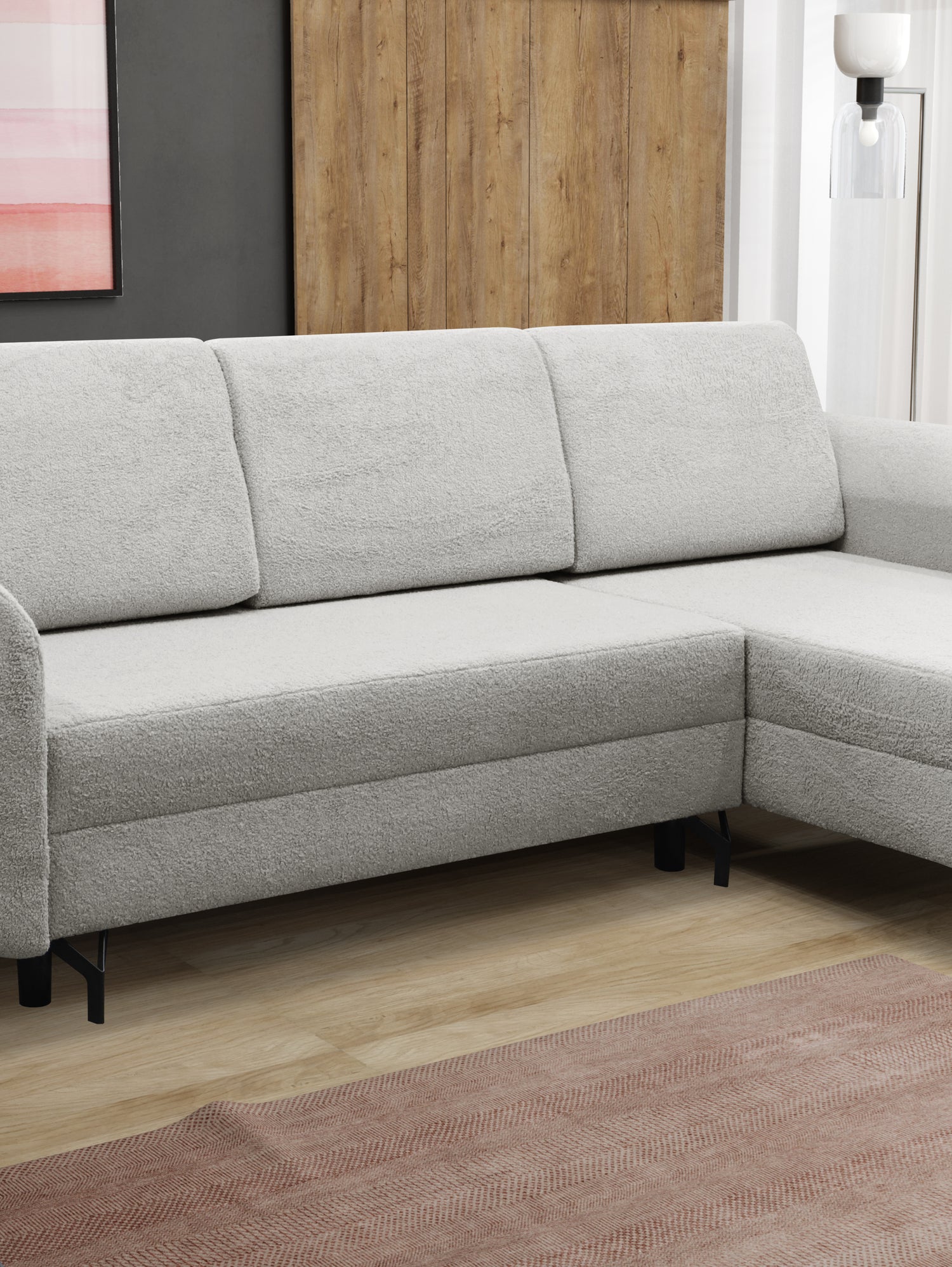 CORNER SOFA BED OSLO WITH OPTIONAL STOLLTHIS MODEL IS UNIVERSAL WHICH MEANS YOU CAN CHOOSE CORNER SIDE DURING ASSEMBLY3x PILLOWS INCLUDED2X STORAGE SPACE BONELL SPRINGS + FOAMAnna Furniture