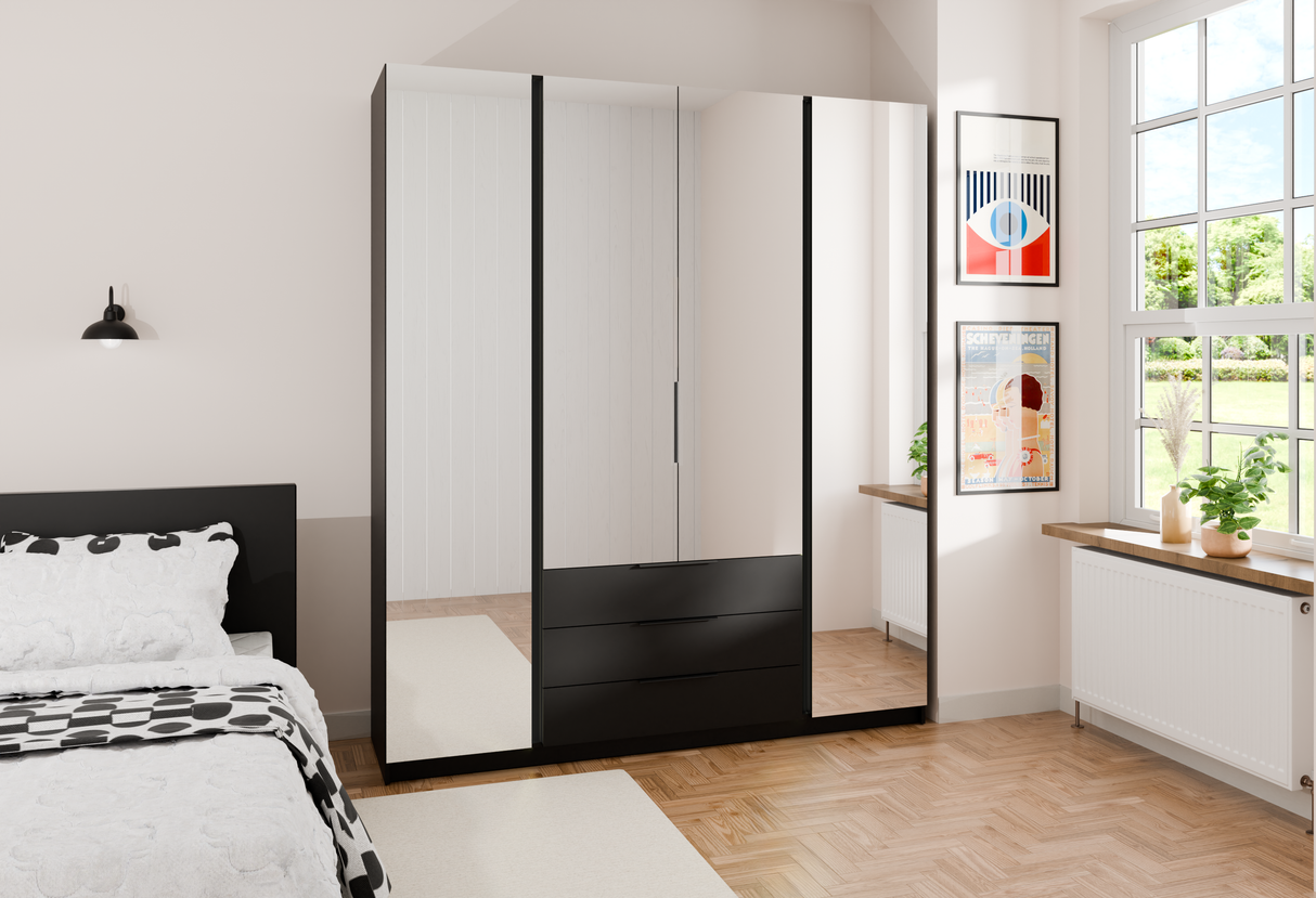 KAJA 4 LUSTRO 3S - AVAILABLE IN 4 COLORSDimensions: 2000 x 2390 x 619 mm (W x H x D)Number of Packages: 6Front:- laminated plate 16 mm- the edge of ABS- handle UA-HEXA-256-20M, 256 mm / aluminumThe body:- laminated plate 16 mm- melamine / ABS peripheryDra