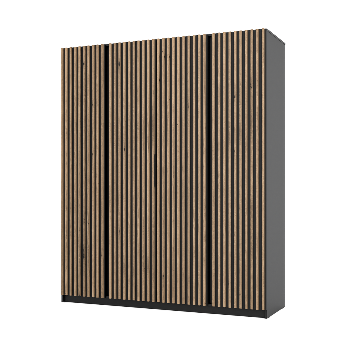 KAJA 4LAM - AVAILABLE IN 4 COLORSDimensions: 2000 x 2390 x 619 mm (W x H x D)Number of Packages: 6Front:- laminated plate 16 mm - black- the edge of ABS- handle UA-HEXA-256-20M, 256 mm / aluminumThe body:- laminated plate 16 mm - oak evoke- melamine / ABS