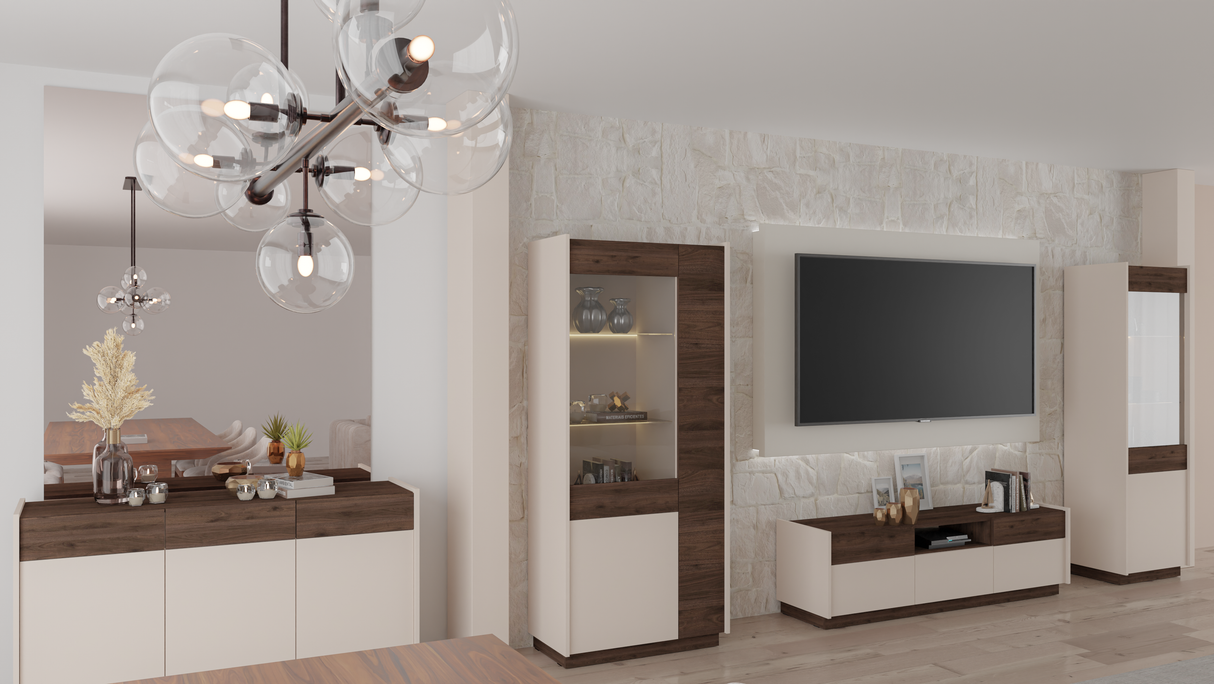 LIVING ROOM KOBE FURNITURE SET SAND BEIGE / WALNUT OKAPI