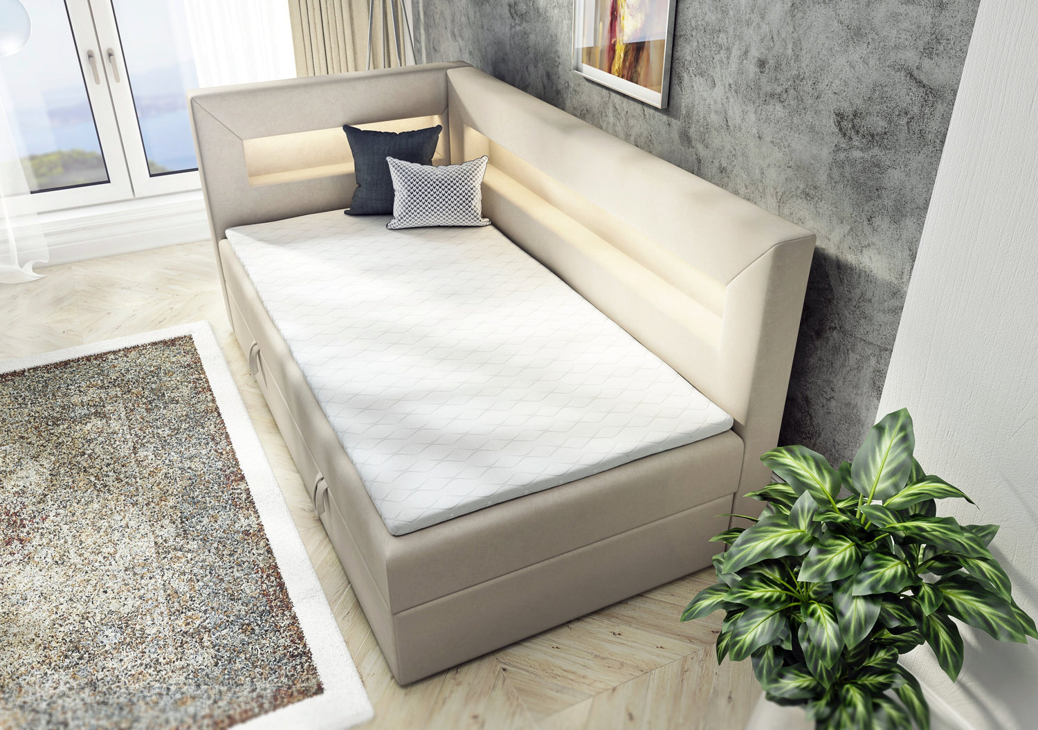SINGLE BED ADA 90X200CM WITH LED LIGHT