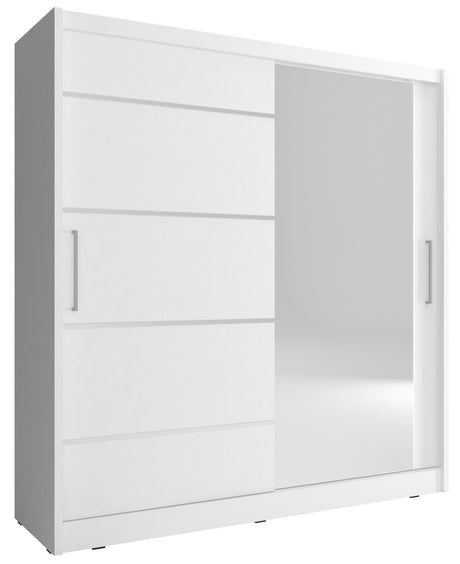 SLIDING DOOR WARDROBE MAJA I ALU 180CM WHITESliding wardrobes with mirror - a clever way to optically enlarge the room Maximize your space with the MAJA I ALU 180CM WHITE sliding door wardrobe. The mirrored panel create the illusion of more room, making i