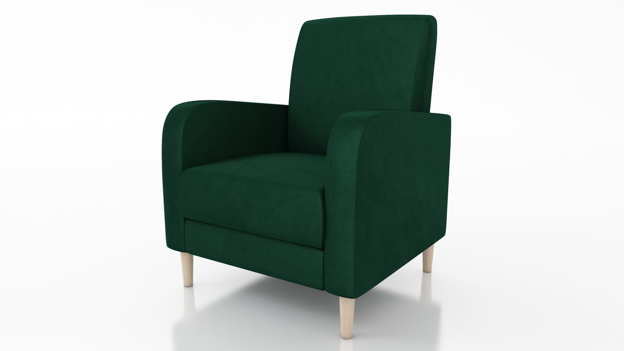 ARMCHAIR CARLO 74x90cm KRONOS 19ARMCHAIR CARLO is a beautiful free-standing chair made from strong, durable materials like pine wood, chipboard, fibreboard, and beech legs. The seat is carefully crafted with a corrugated spring and high-quality foam for a