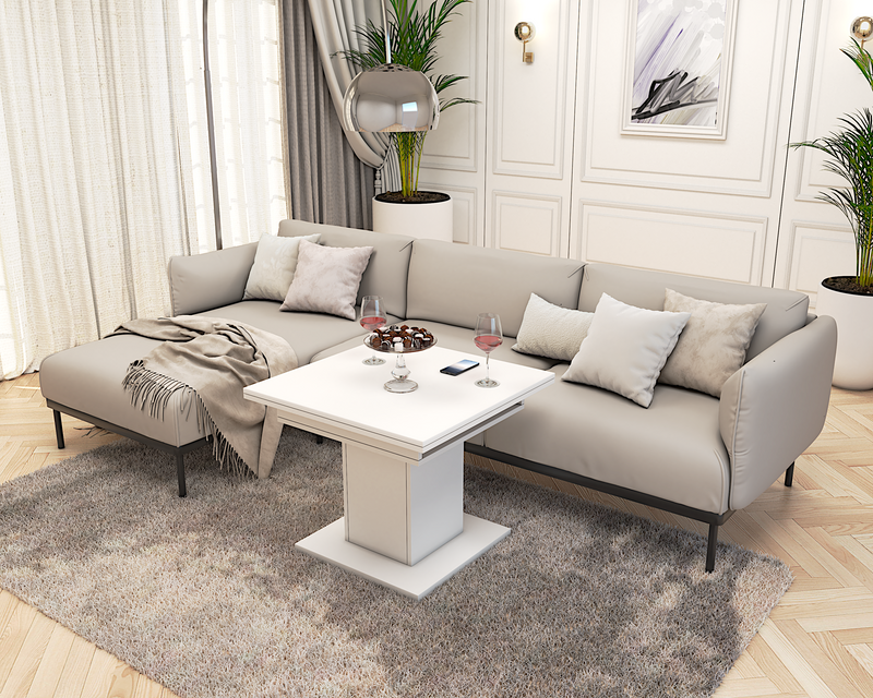 GAS LIFT AND EXTANDABLE COFFEE TABLE MIYA 75X75CM 75x150CM CHOICE OF 5 COLORS