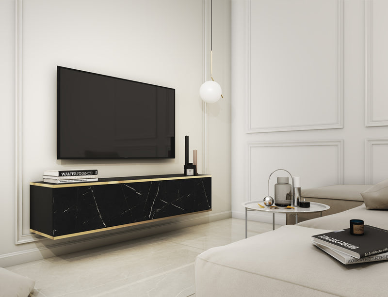 Floating TV Stand ORO 135 black marble
