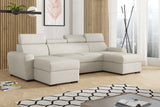 CORNER SOFA BED LAMBI U SHAPE BOUCLE FABRIC ADJUSTABLE HEADREST 2X STORAGE *CHOICE OF COLORS* / SPRINGS + FOAMADJUSTABLE HEADRESTSBOUCLE FABRIC2X STORAGE SPACEMADE IN LAMBI FABRIC CLICK HERE THIS MODEL IS UNIVERSAL WHICH MEANS YOUR CAN CHOOSE CORNER SIDE