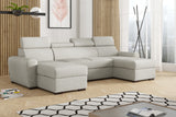CORNER SOFA BED LAMBI U SHAPE BOUCLE FABRIC ADJUSTABLE HEADREST 2X STORAGE *CHOICE OF COLORS* / SPRINGS + FOAMADJUSTABLE HEADRESTSBOUCLE FABRIC2X STORAGE SPACEMADE IN LAMBI FABRIC CLICK HERE THIS MODEL IS UNIVERSAL WHICH MEANS YOUR CAN CHOOSE CORNER SIDE