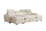CORNER SOFA BED LAMBI U SHAPE BOUCLE FABRIC ADJUSTABLE HEADREST 2X STORAGE *CHOICE OF COLORS* / SPRINGS + FOAM