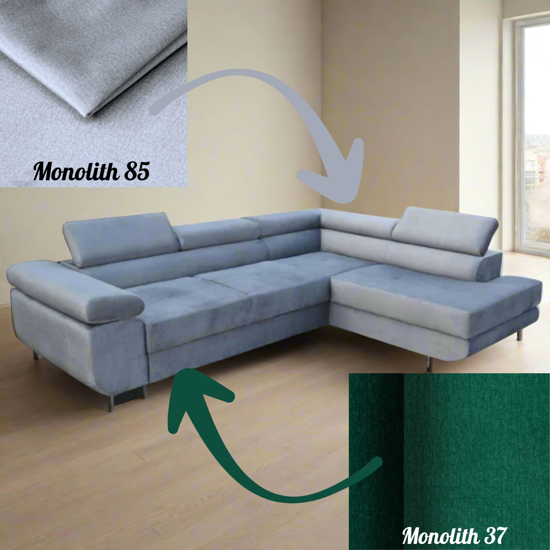 CORNER SOFA BED ASH 273CM MONOLITH 85 / MONOLITH 37 RIGHT HAND SIDE CO ...