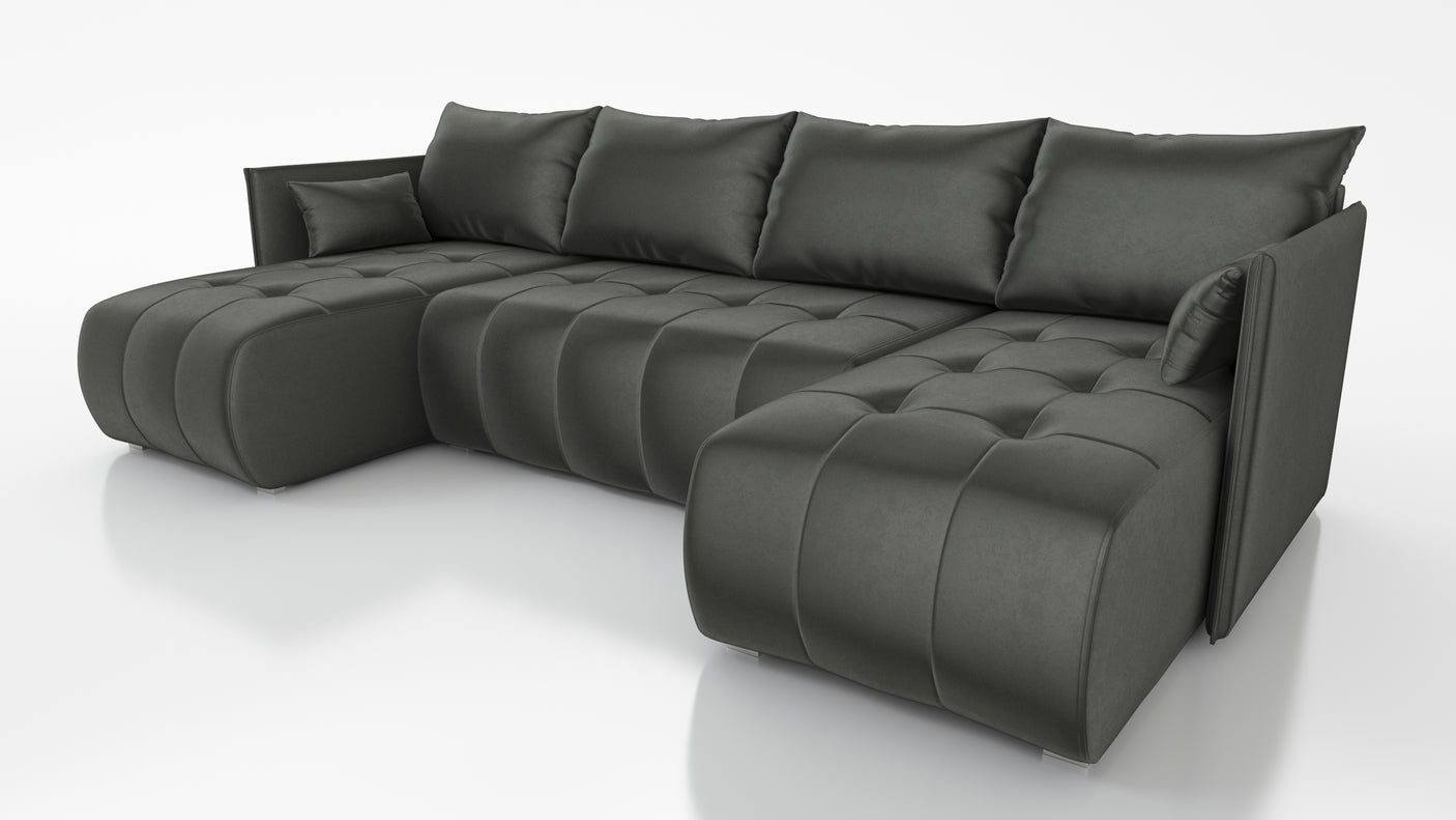 CORNER SOFA BED NESS U SHAPE *CHOICE OF COLORS* / SPRINGS + FOAMAVAILABLE IN 4 TYPES OF FABRICINARI, KRONOS, PAROSSTAIN RESISTANT FABRIC: MONOLITH, TERRADimensions: sleeping area 140/280width 292 cmdepth 152 cmheight to the seat 40 cm * dimensions given w