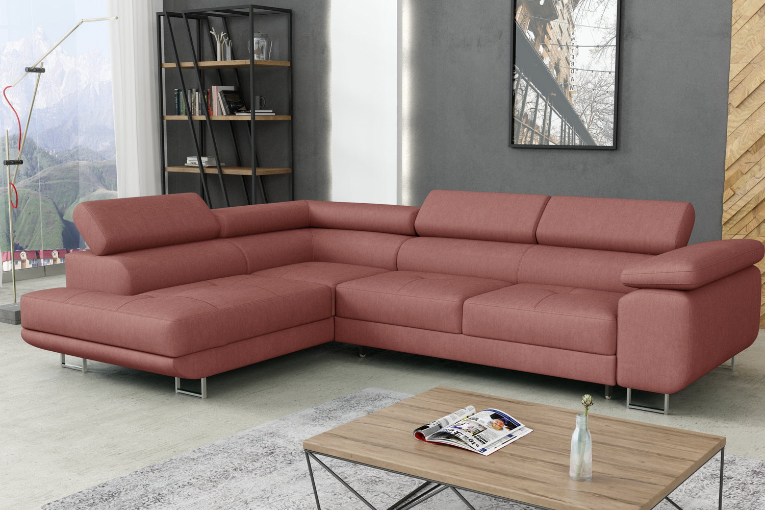 CORNER SOFA BED CALIPSO 275CM KRONOS29 / SPRINGS + FOAMMade in KRONOS fabric click hereProduct dimensions:- width: 275 cm- depth: 203 cm- seat depth: 56 cm- seat height: 43 cm- corner height: 90 cm- sleeping area: 125x195 cmThe corner is made of high qual