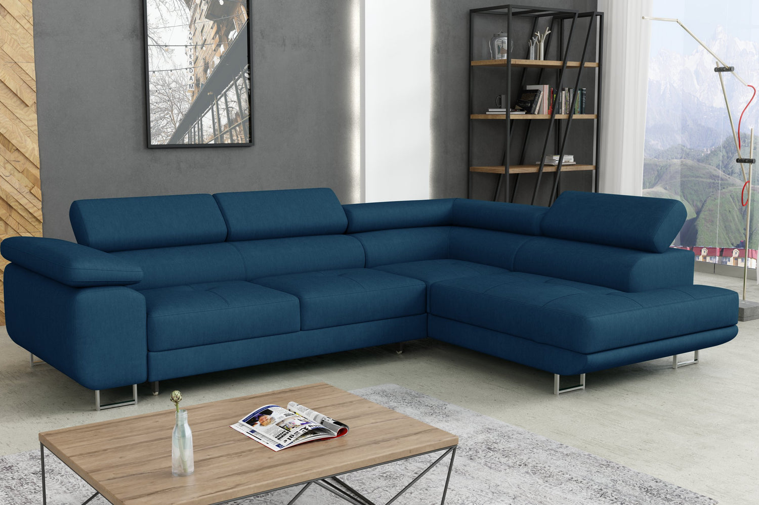 CORNER SOFA BED CALIPSO 275CM KRONOS05 / SPRINGS + FOAMMade in KRONOS fabric click hereProduct dimensions:- width: 275 cm- depth: 203 cm- seat depth: 56 cm- seat height: 43 cm- corner height: 90 cm- sleeping area: 125x195 cmThe corner is made of high qual