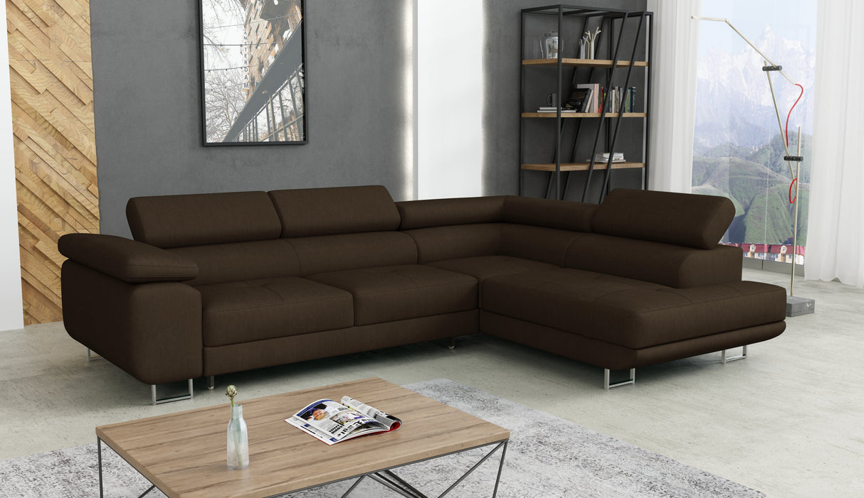CORNER SOFA BED CALIPSO 275CM KRONOS06 / SPRINGS + FOAMMade in KRONOS fabric click hereProduct dimensions:- width: 275 cm- depth: 203 cm- seat depth: 56 cm- seat height: 43 cm- corner height: 90 cm- sleeping area: 125x195 cmThe corner is made of high qual