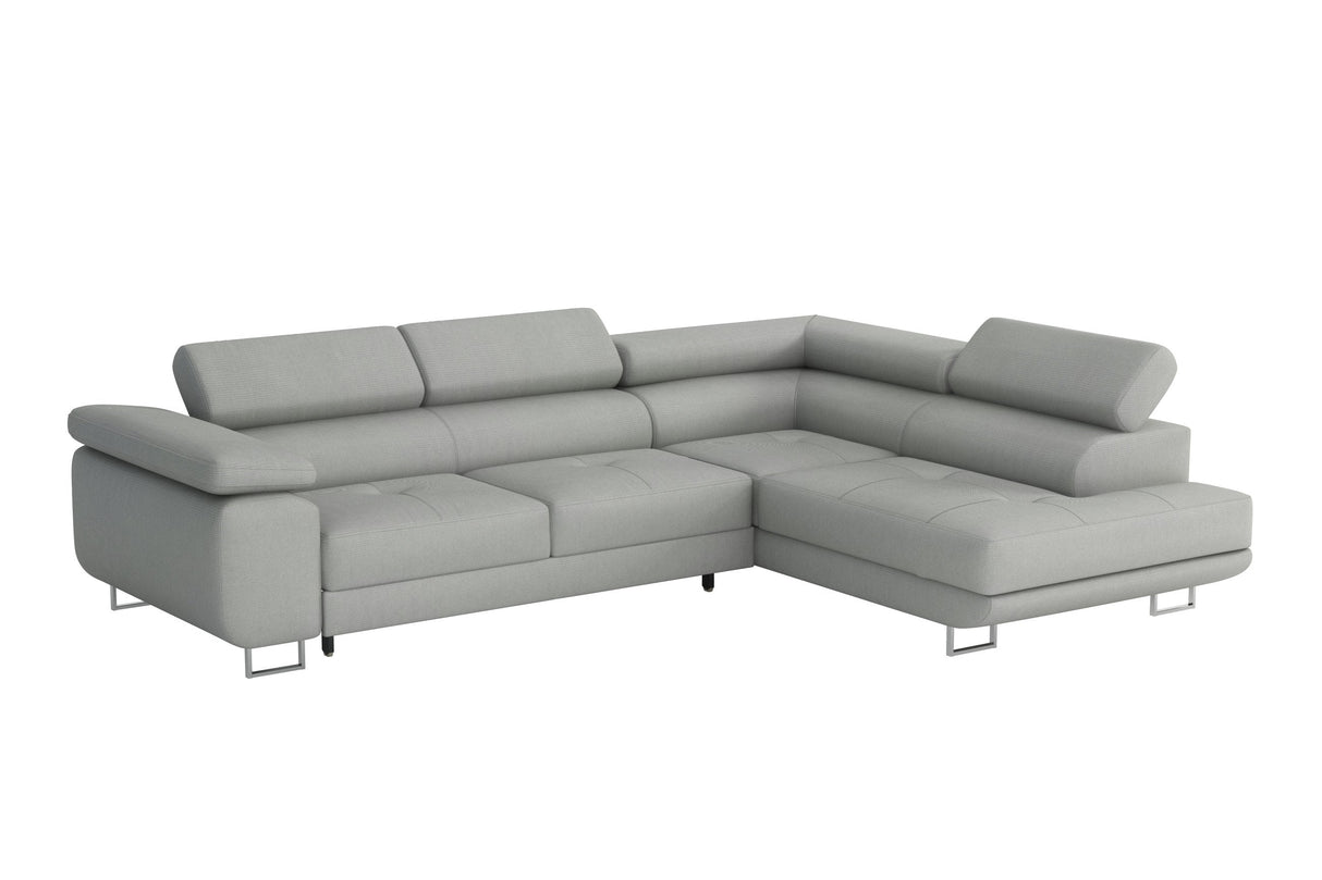 CORNER SOFA BED CALIPSO 275CM KRONOS09 / SPRINGS + FOAMMade in KRONOS fabric click hereProduct dimensions:- width: 275 cm- depth: 203 cm- seat depth: 56 cm- seat height: 43 cm- corner height: 90 cm- sleeping area: 125x195 cmThe corner is made of high qual