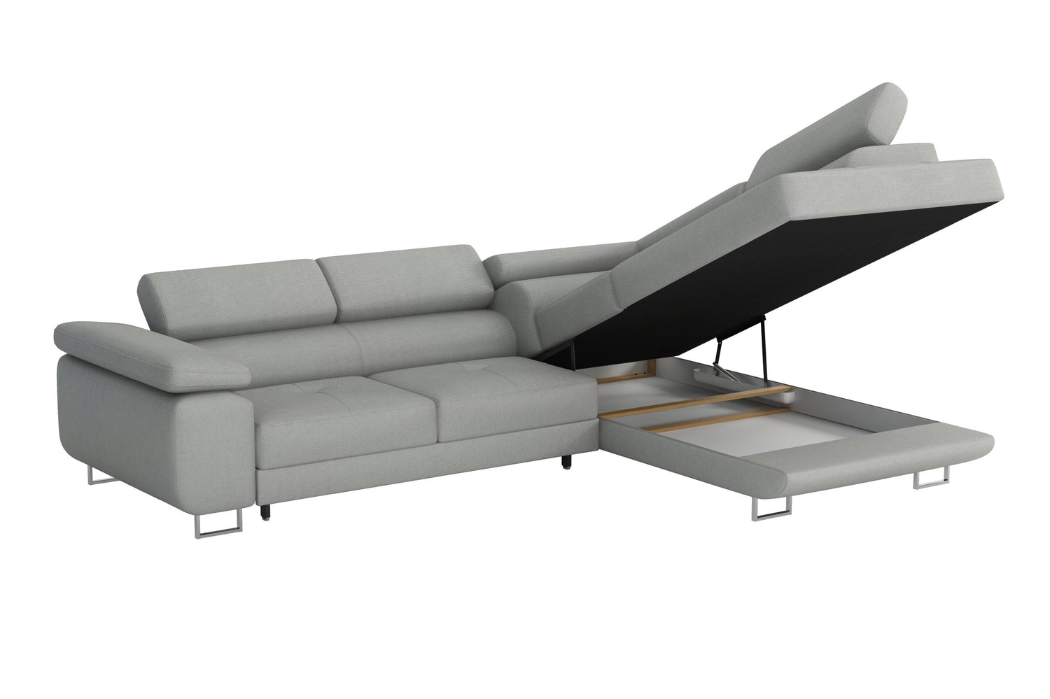 CORNER SOFA BED CALIPSO 275CM KRONOS05 / SPRINGS + FOAMMade in KRONOS fabric click hereProduct dimensions:- width: 275 cm- depth: 203 cm- seat depth: 56 cm- seat height: 43 cm- corner height: 90 cm- sleeping area: 125x195 cmThe corner is made of high qual