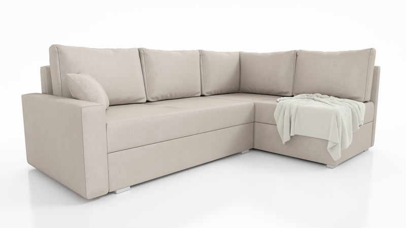 NAROŻNA SOFA ROZKŁADANA FINO 228CM + PASUJĄCY PUFA / SPRINGI + PIANKA