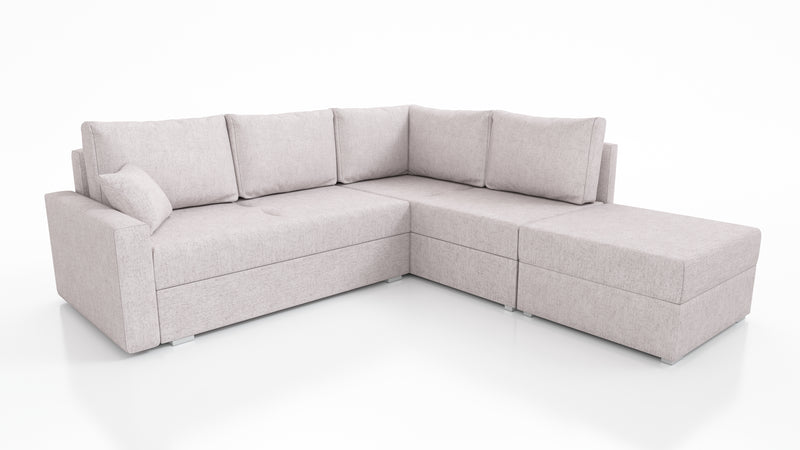 NAROŻNA SOFA ROZKŁADANA FINO 228CM + PASUJĄCY PUFA / SPRINGI + PIANKA