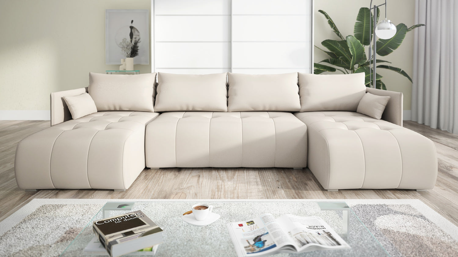 NEW! CORNER SOFA BED NESS U SHAPE *CHOICE OF COLORS* / SPRINGS + FOAM - Anna Furniture