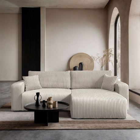 NAROŻNA SOFA Z ROZKŁADANYM ŁÓŻKIEM OPTI 247CM SPRĘŻYNY + PIANKA TKANINA JUMBO Z PRZEPLATANYM SZNURKIEM TILIA