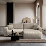 NAROŻNA SOFA Z ROZKŁADANYM ŁÓŻKIEM OPTI 247CM SPRĘŻYNY + PIANKA TKANINA JUMBO Z PRZEPLATANYM SZNURKIEM TILIA