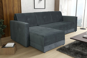 CORNER SOFA BED TEXAS 222CM UNIVERSAL RIGHT/LEFT CORNER CHOICE OF 15 COLORS / FOAMTHIS MODEL IS UNIVERSAL WHICH MEANS YOU CAN CHOOSE CORNER SIDE DURING ASSEMBLY CORNER SOFA BED TEXASFOAM T301X STORAGE SPACE3X PILLOWS MADE OF FOAMEASY CLEAN SOFT TOUCH FABR