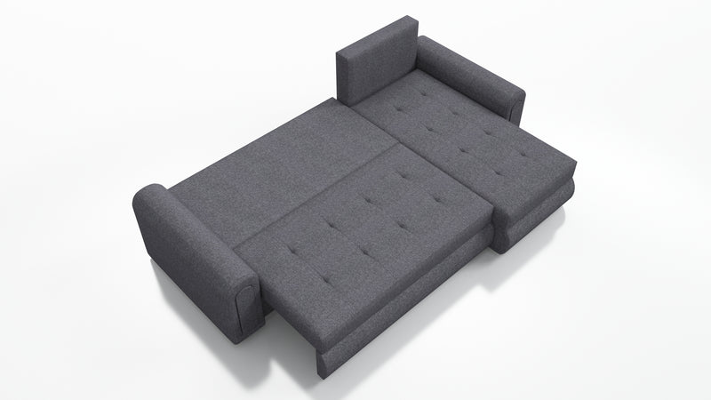 UNIVERSAL CORNER SOFA BED ECO 240CM GREY/BLACK FAUX LEATHER BERLIN 01 / MADRYT 9100 2X STORAGE