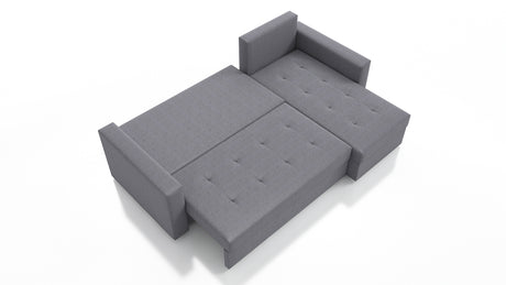 UNIVERSAL CORNER SOFA BED LOTUS 229CM GREY SAWANA 05 2X STORAGE SPACE / FOAM 2X STORAGETHIS MODEL IS UNIVERSAL WHICH MEANS YOU CAN CHOOSE CORNER SIDE DURING ASSEMBLYSpecification made on foam construction made of board / pine wood / hdf satin plastic leg