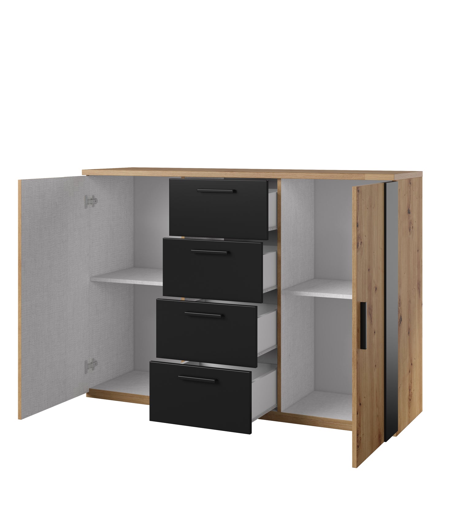 Sigma Sideboard Cabinet 132cmLooking for a sleek and stylish way to stow your belongings? Look no further than the Sigma sideboard cabinet! With its chic and subtle design, this cabinet easily fits in with your other furniture (no clashing allowed!). Craf