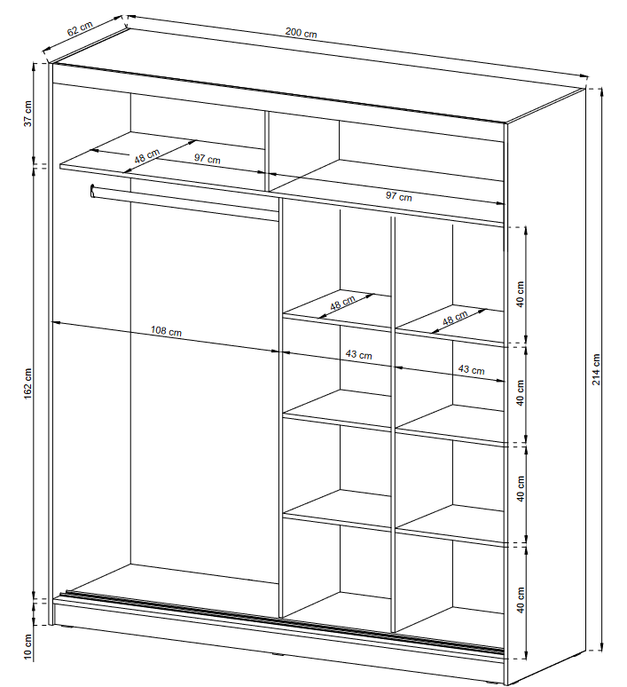 SLIDING DOOR WARDROBE MAJA III 200CM WHITESliding wardrobes with mirror - a clever way to optically enlarge the room Maximize your space with the MAJA III 200CM WHITE sliding door wardrobe. The mirrored panel create the illusion of more room, making it a