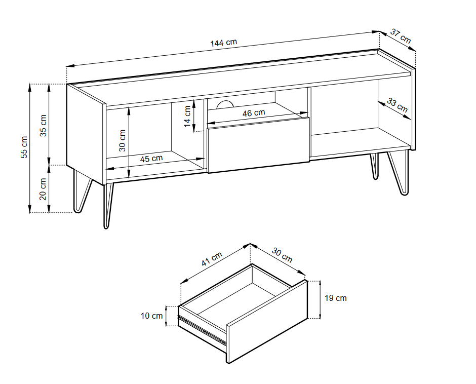 HARMONY TV STAND 01 black / black marbleTV Stand HARMONY 01 (144/55/37) ColourBlack / Black marble + Golden MaterialLaminated board 16mm VeneerEdging ABS Metal Legs PUSH-TO-OPENUncategorizedAnna Furniture