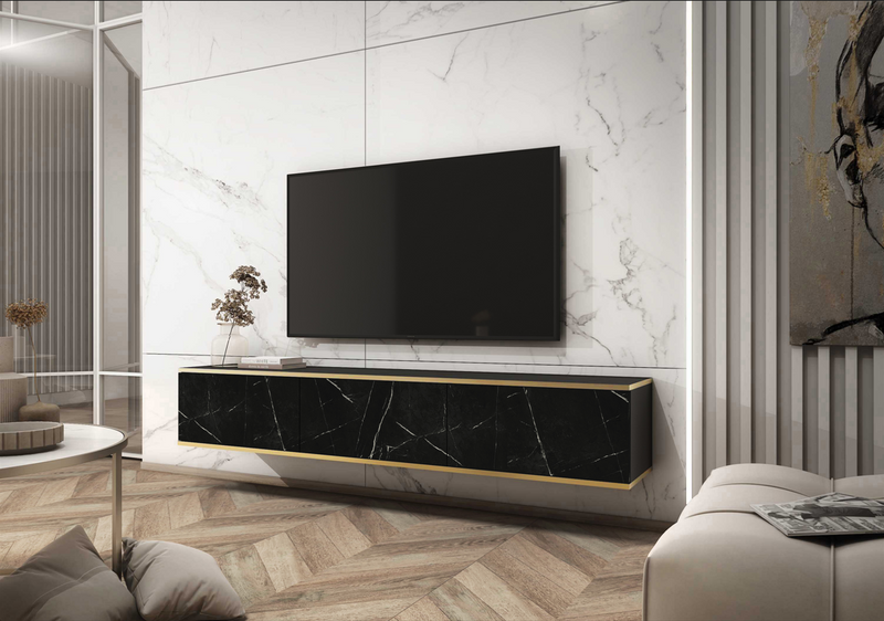 Floating TV Stand ORO 175 black marble